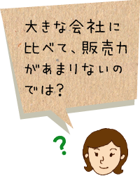 大きな会社に比べて、販売力があまりないのでは？